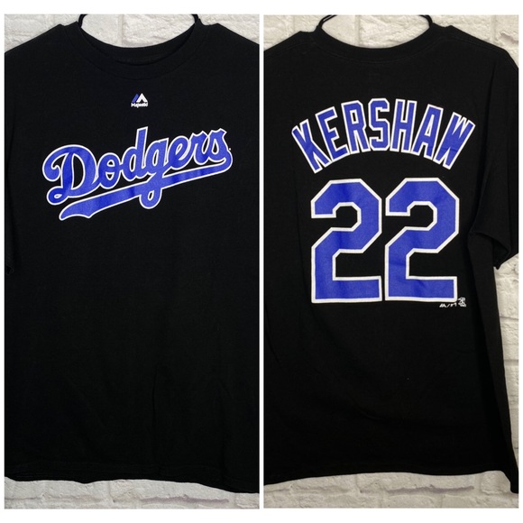 Majestic Other - Majestic Dodgers Kershaw 22 Black and blue shirt
